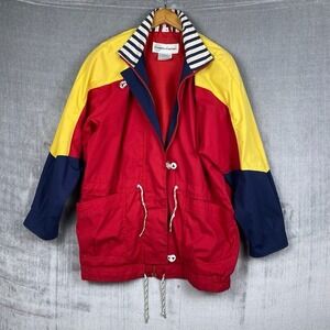 Vtg Jacket Womens‎ Medium Colorblock Oversized Nautical Colorful 80s 90s Preppy